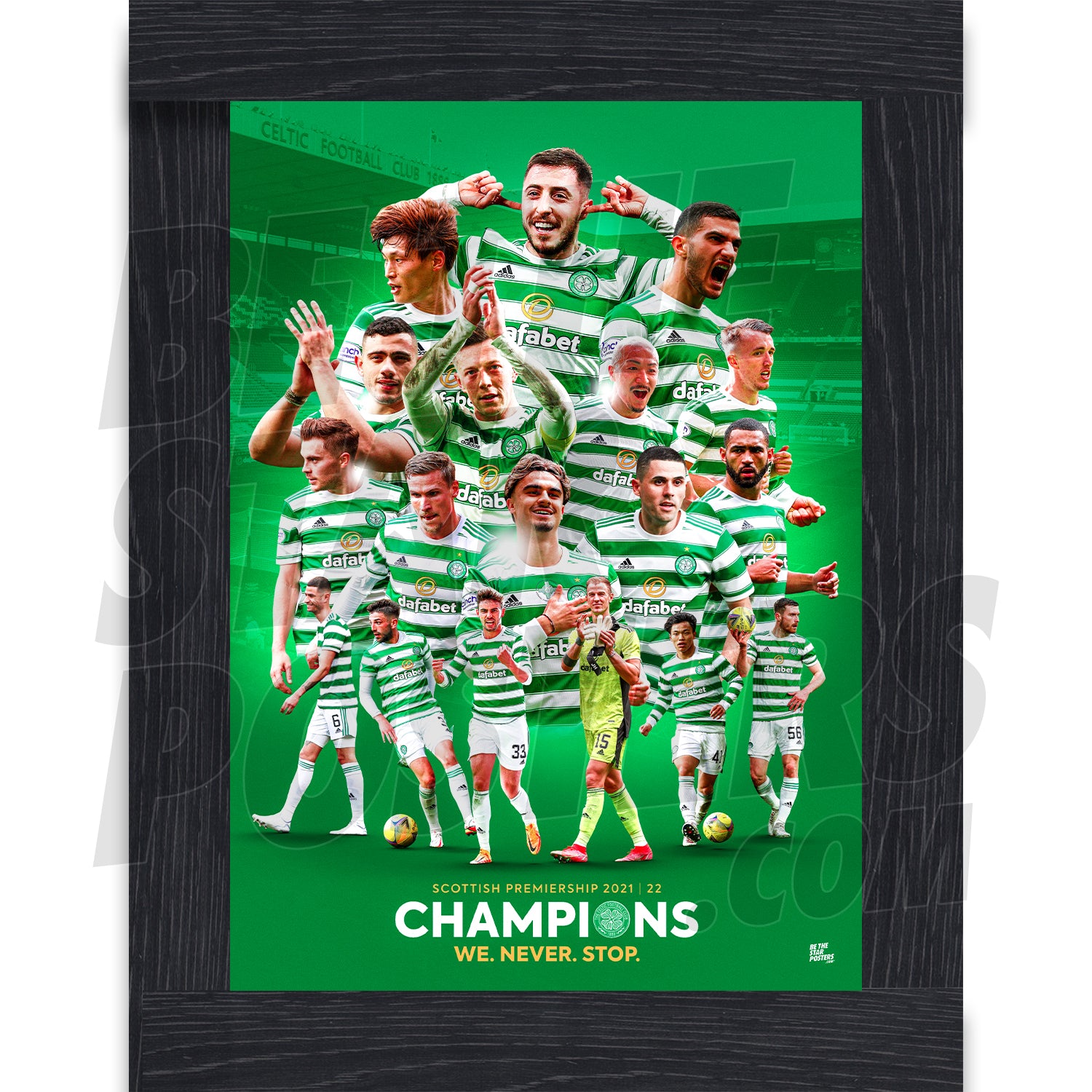 Celtic FC Champions Squad 21/22 Player Montage Poster