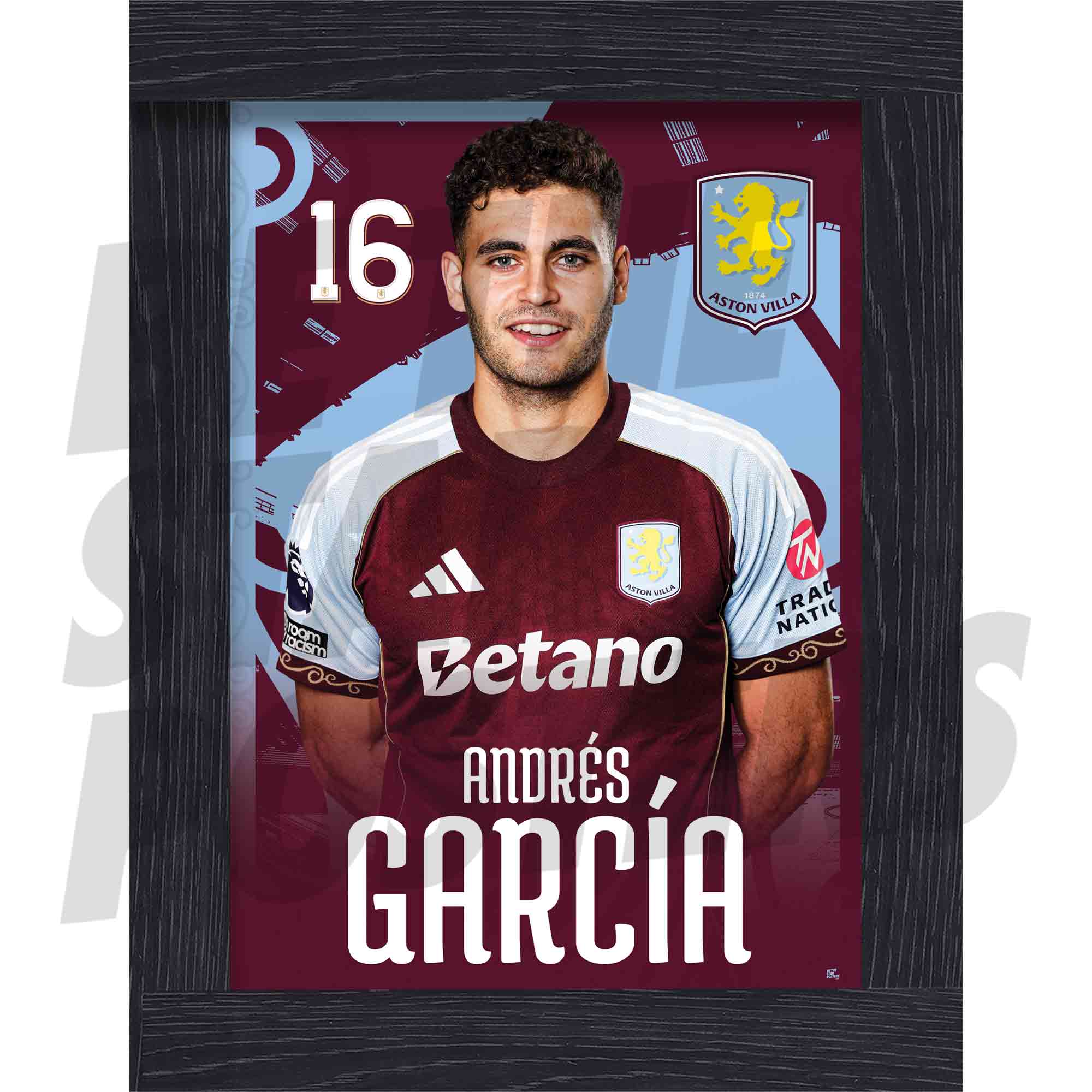 Aston Villa FC Andres Garcia 25/26 Headshot Poster