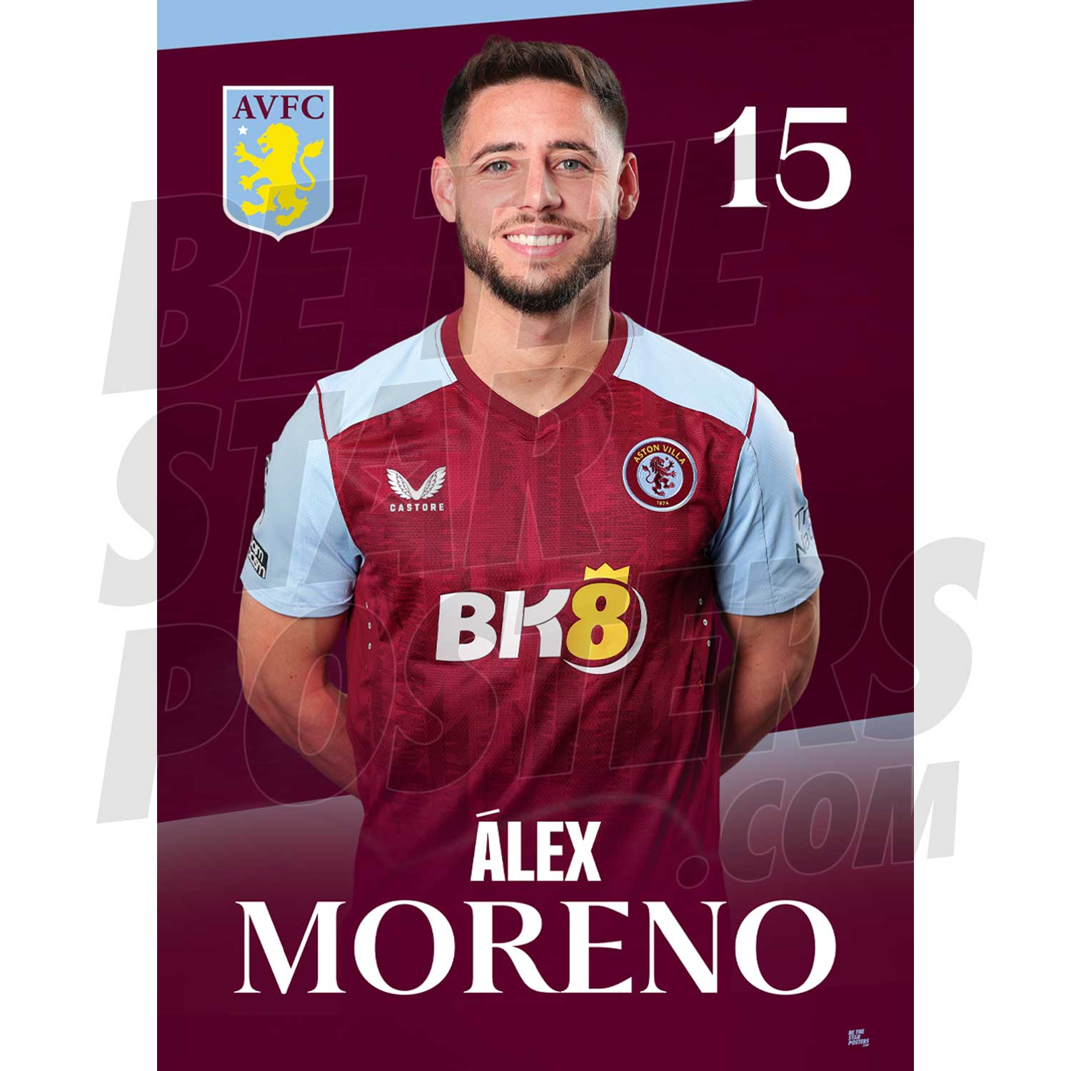 Aston Villa FC Moreno 23/24 Headshot Poster