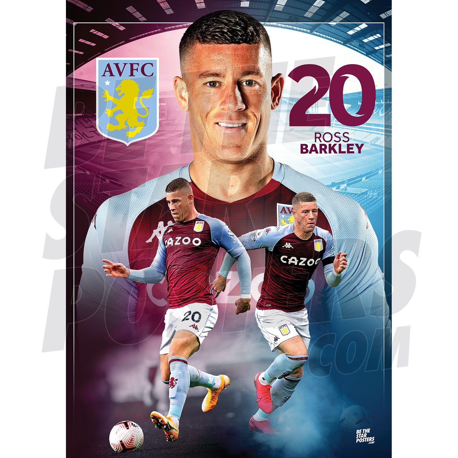 Aston Villa FC Ross Barkley 20/21 Action Poster