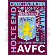 Aston Villa FC Old Crest Word Poster