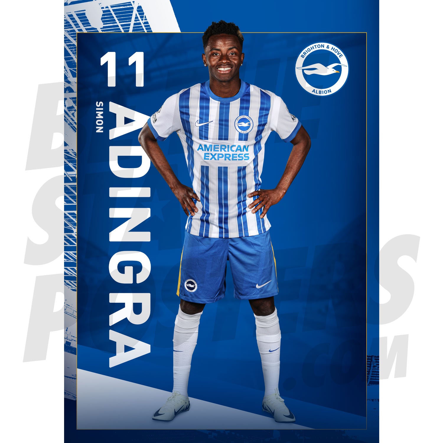 Brighton & Hove Albion FC Adingra 24/25 Headshot Poster