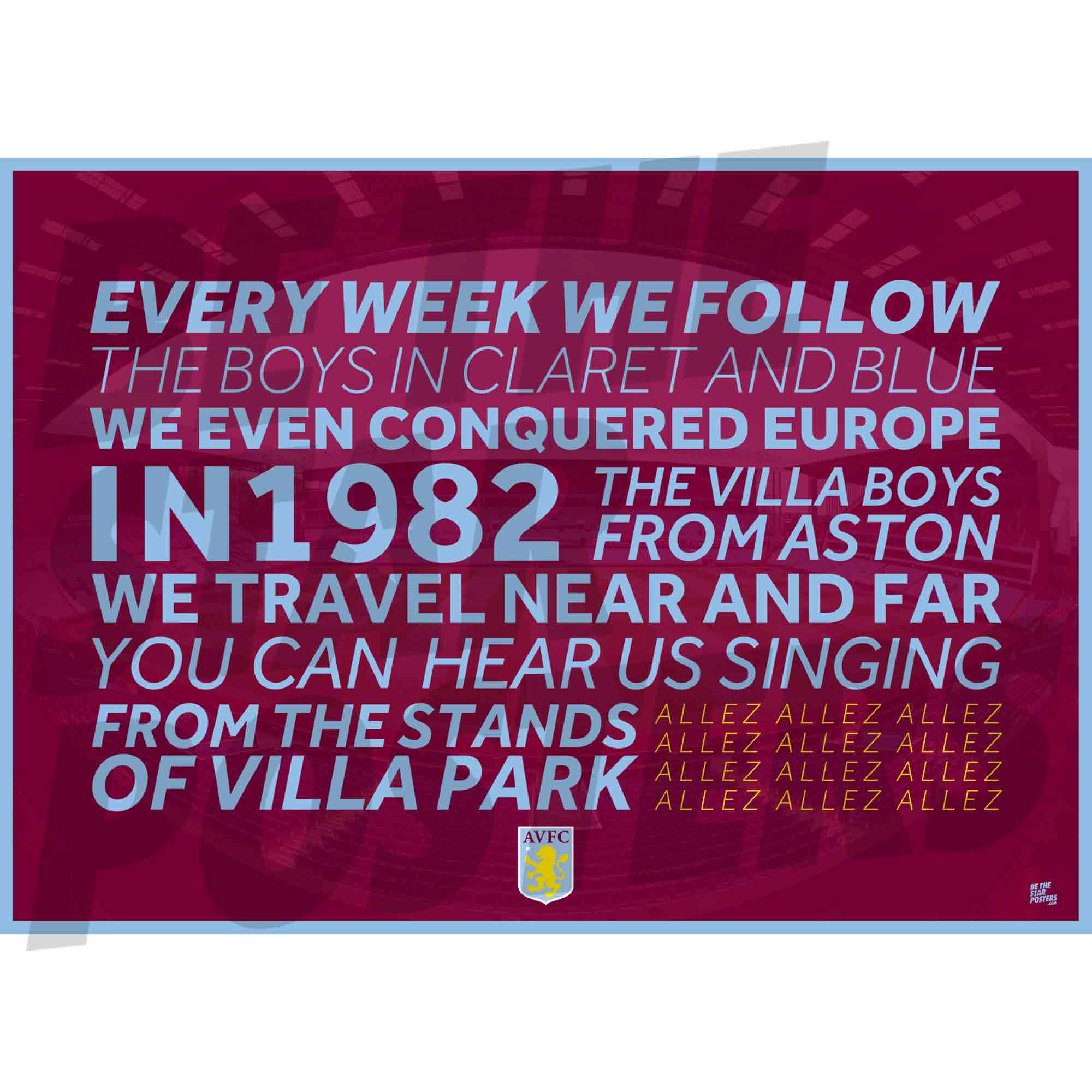 Aston Villa FC Old Crest Chant Poster
