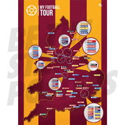My Football Tour Map A2 Poster - Amber / Claret