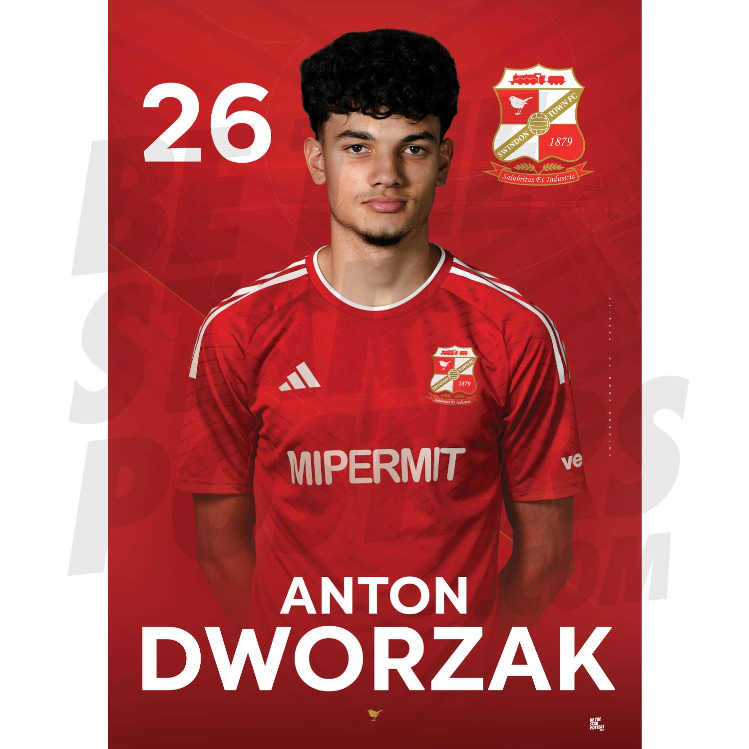 Swindon Town FC Dworzak 24/25 Headshot Poster