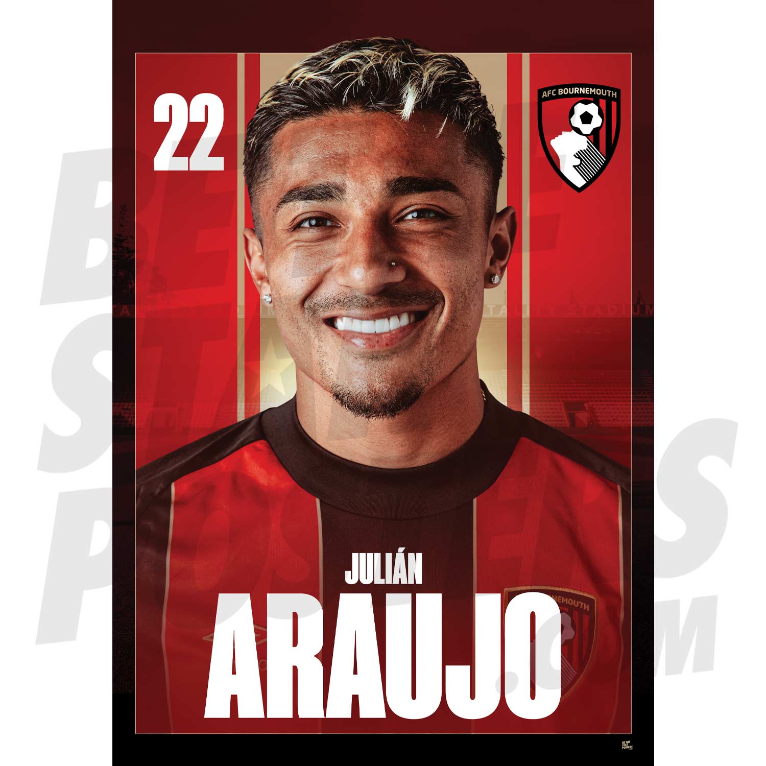 AFC Bournemouth Araujo 24/25 Headshot Poster
