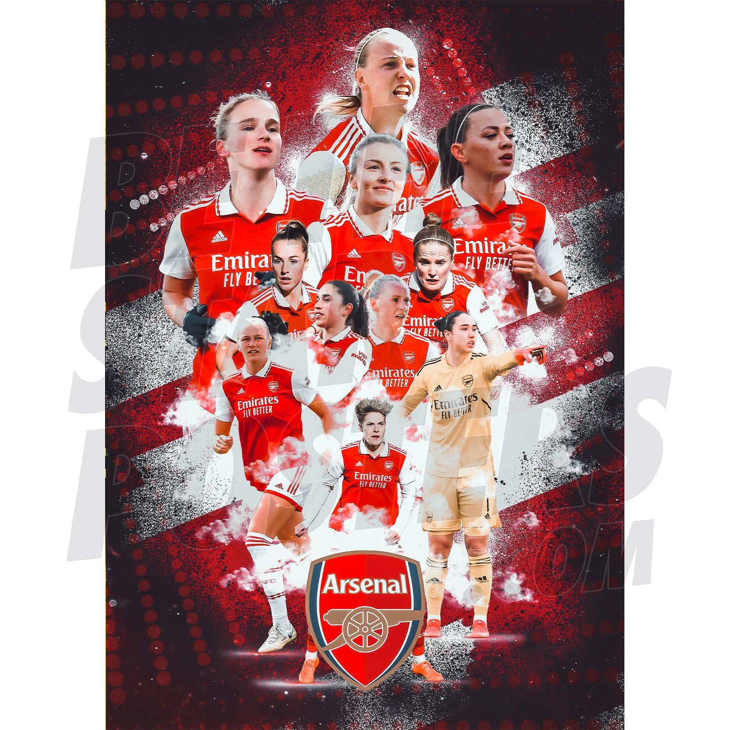 Arsenal Women FC Squad 22/23 Player Montage Poster