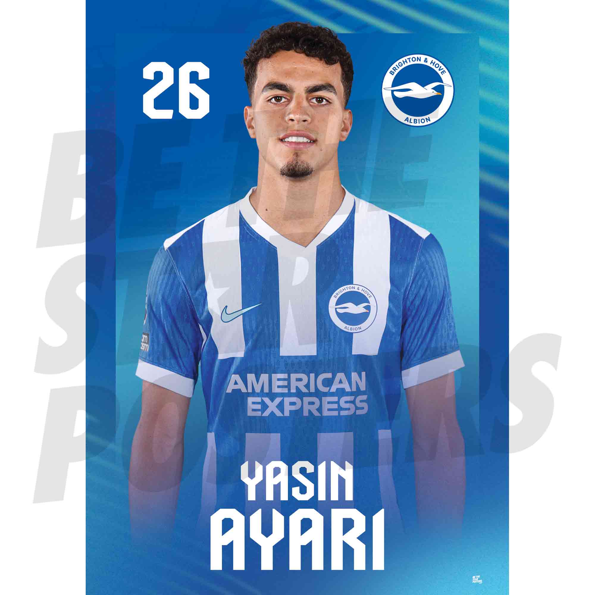 Brighton & Hove Albion FC Yasin Ayari 25/26 Headshot Poster