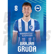 Brighton & Hove Albion FC Brajan Gruda 25/26 Headshot Poster