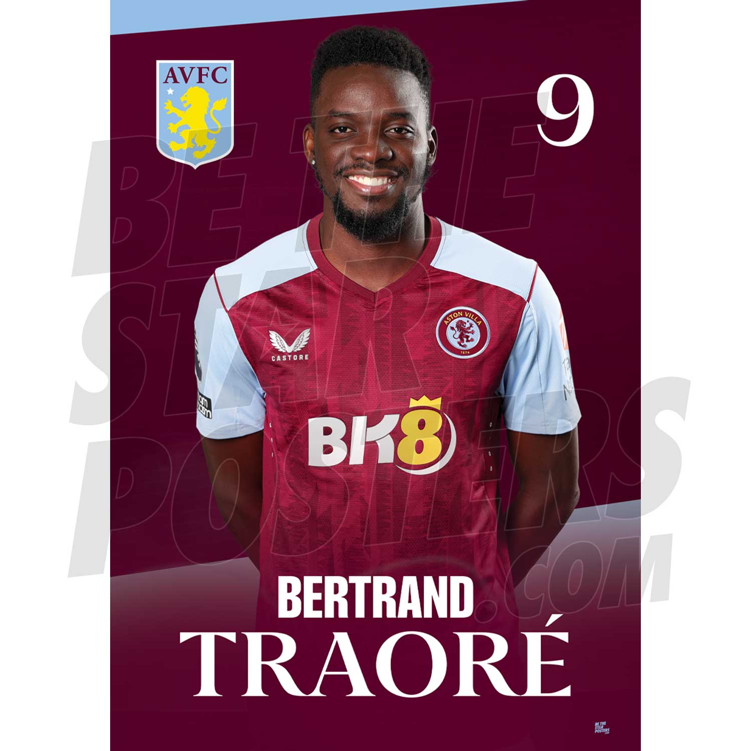 Aston Villa FC Traore 23/24 Headshot Poster