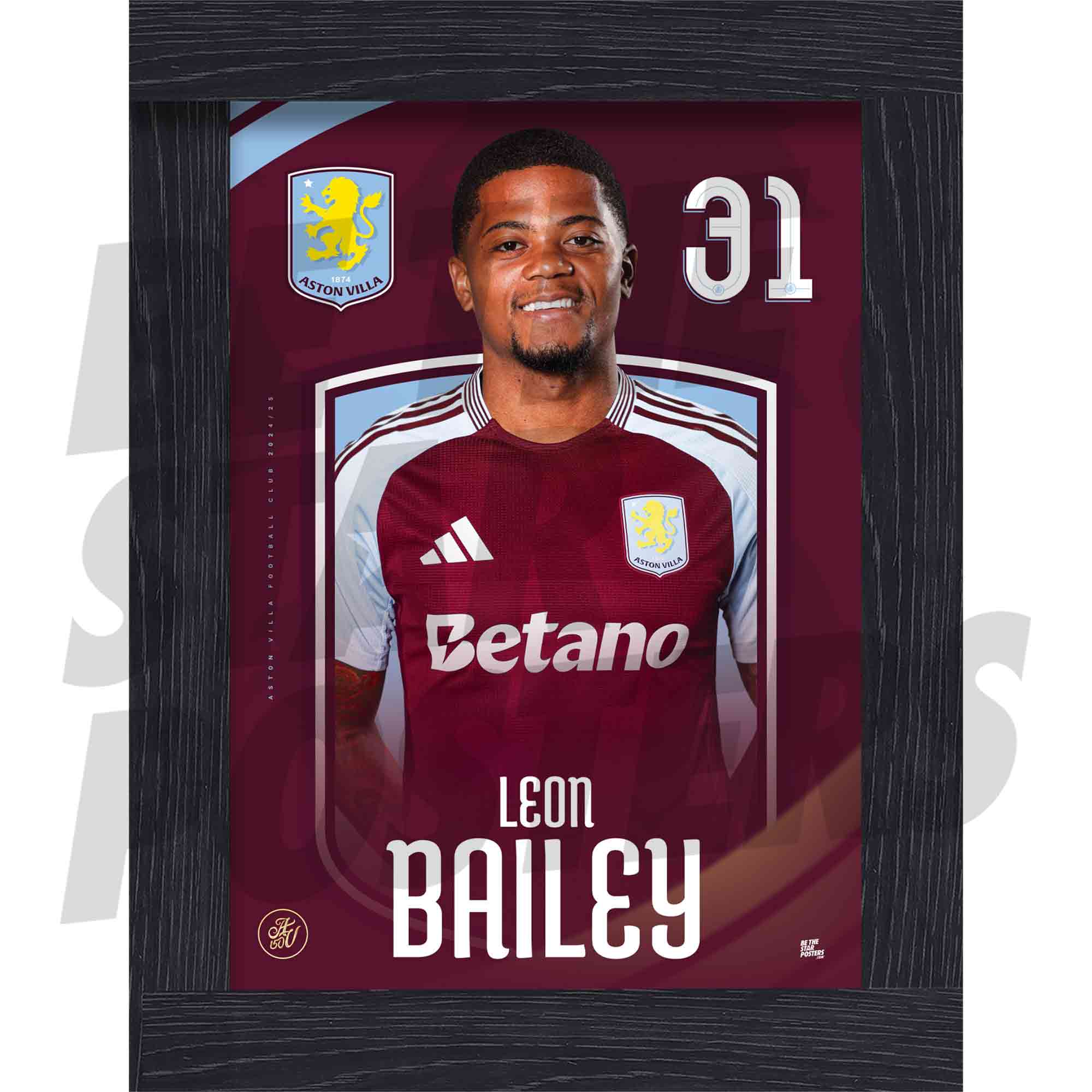 Aston Villa FC Bailey 24/25 Headshot Poster