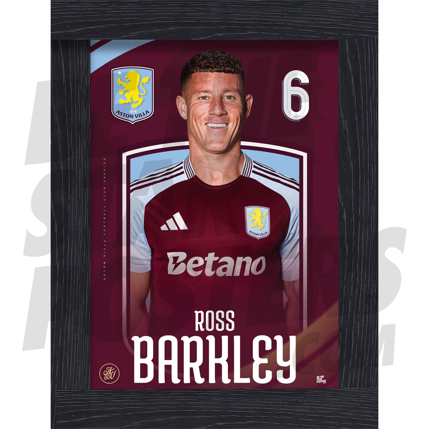 Aston Villa FC Barkley 24/25 Headshot Poster