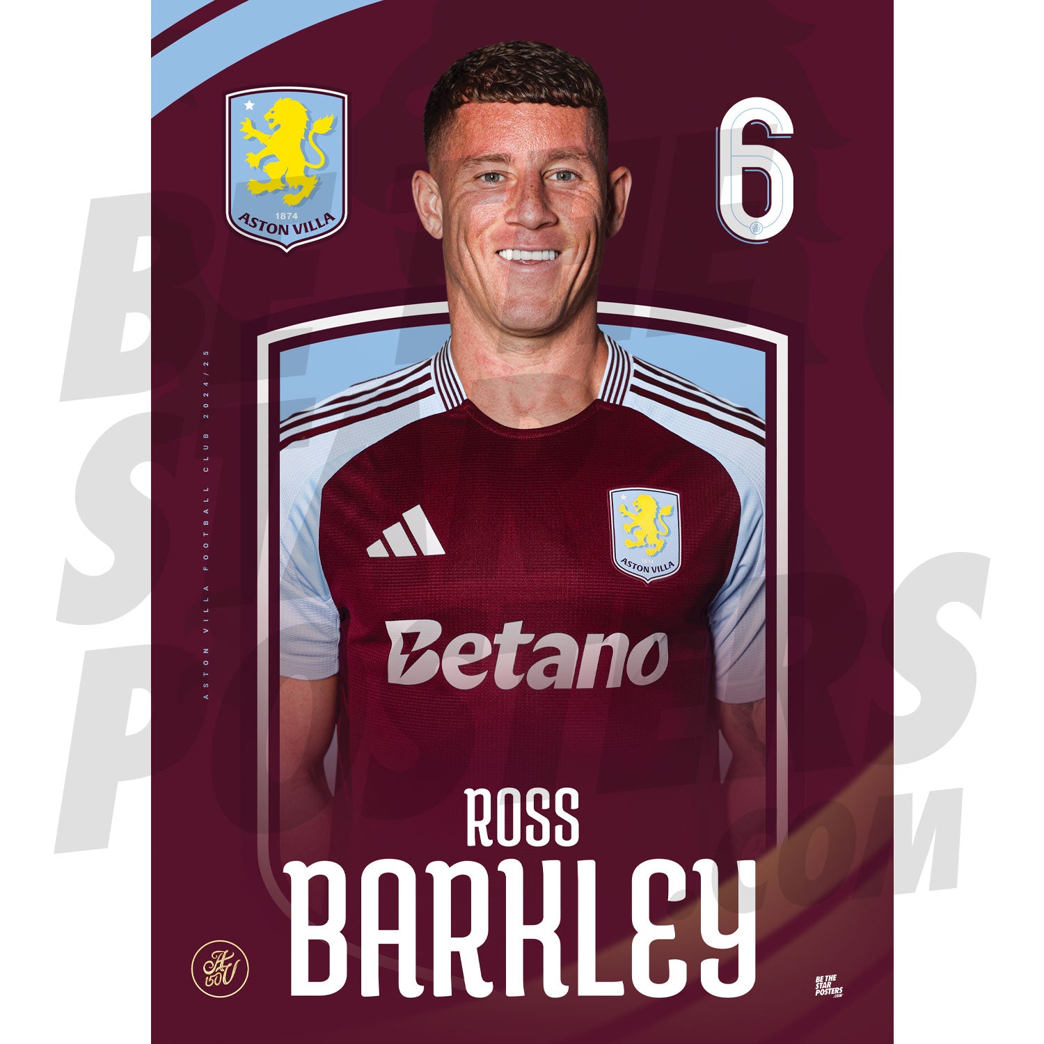Aston Villa FC Barkley 24/25 Headshot Poster