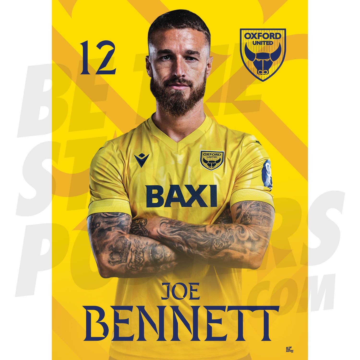 Oxford United FC Bennett 24/25 Headshot Poster