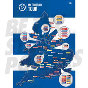 My Football Tour Map A2 Poster - Blue / White Hoops