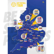 My Football Tour Map A2 Poster - Blue / White Quarters