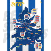 My Football Tour Map A2 Poster - Blue / White Stripes