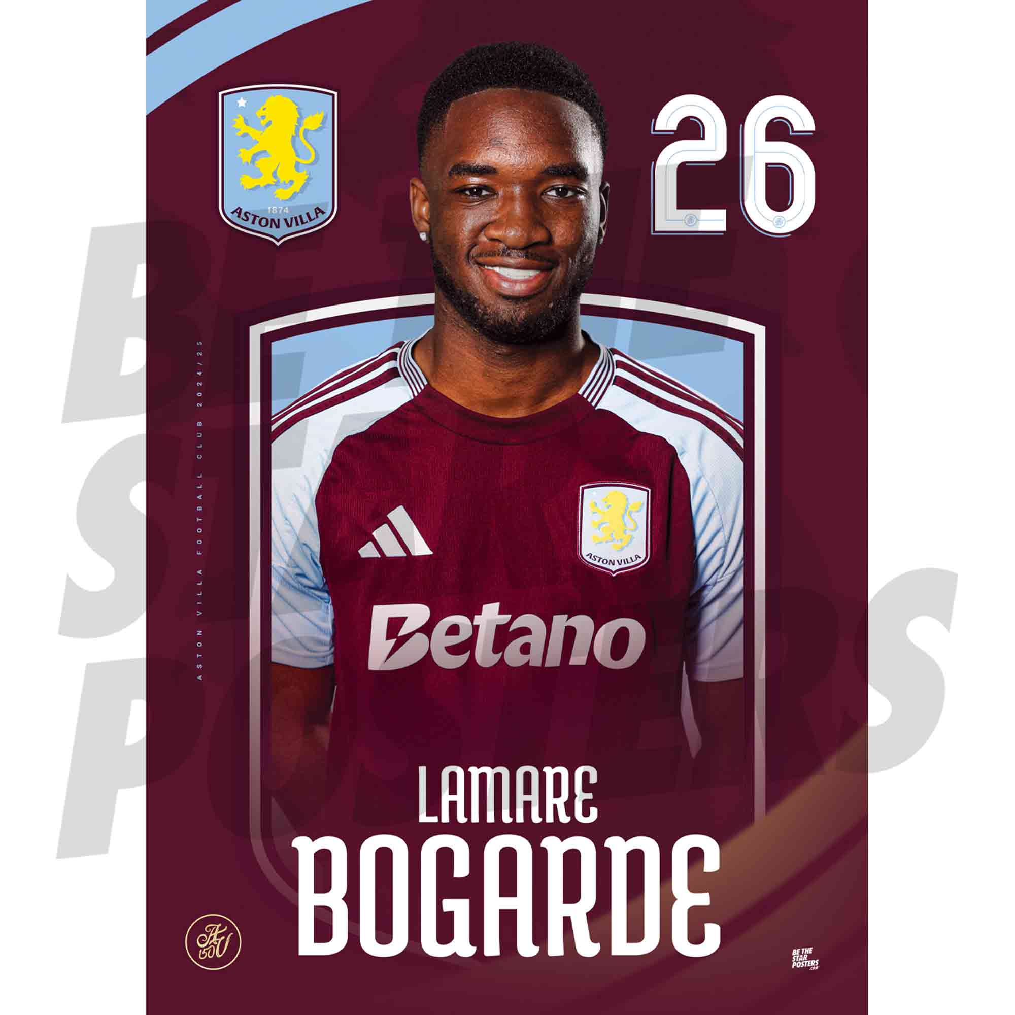 Aston Villa FC Bogarde 24/25 Headshot Poster