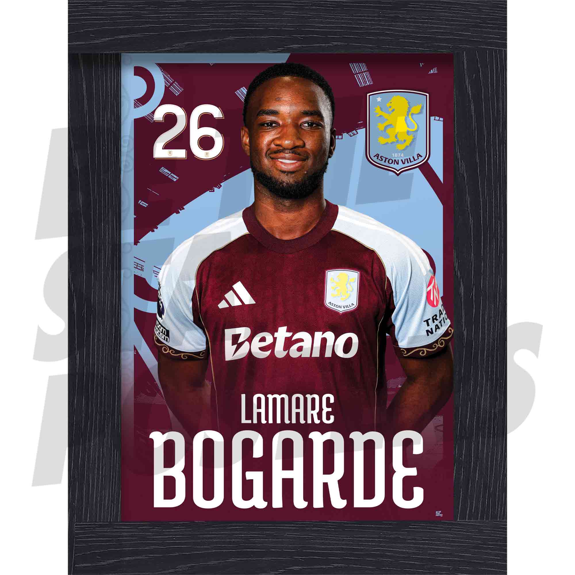 Aston Villa FC Lamare Bogarde 25/26 Headshot Poster