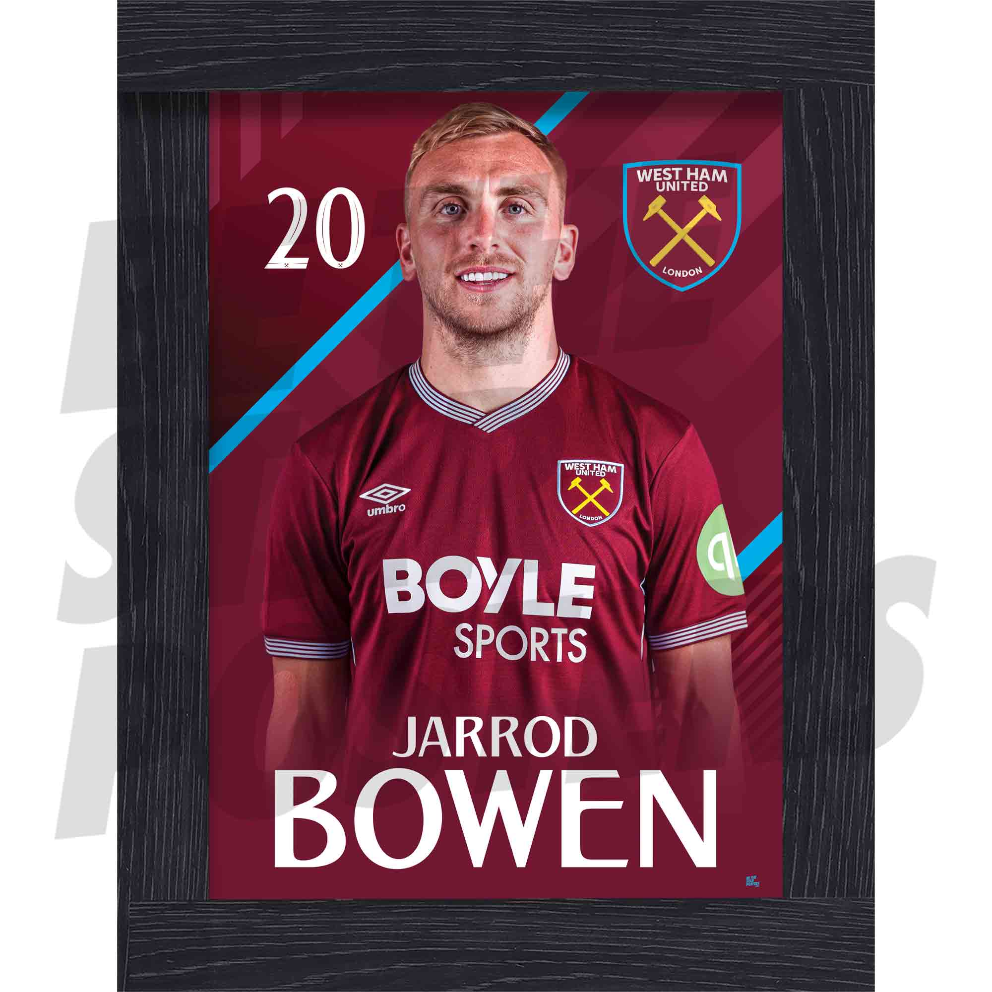 West Ham United FC Bowen 25/26 Headshot Poster