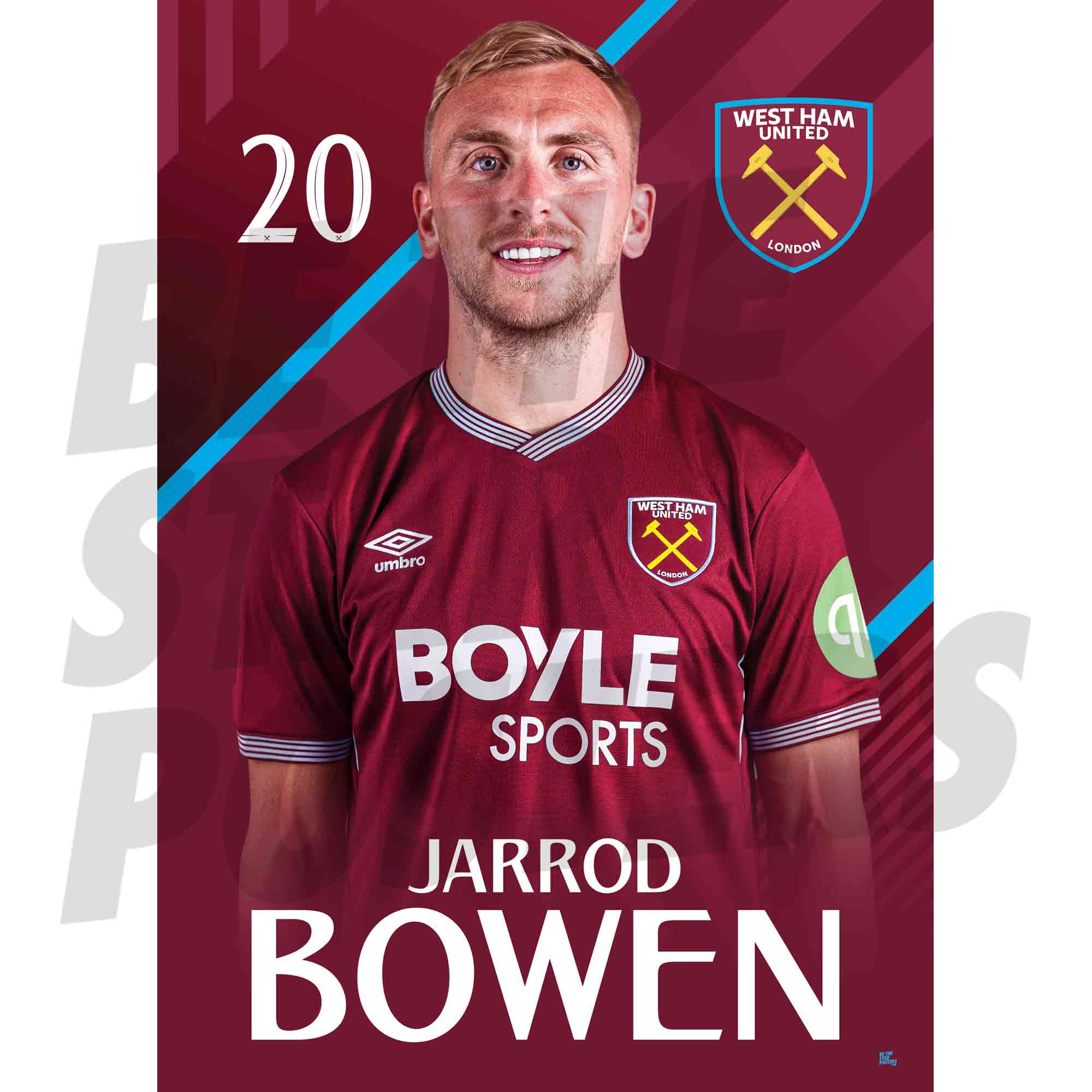 West Ham United FC Bowen 25/26 Headshot Poster