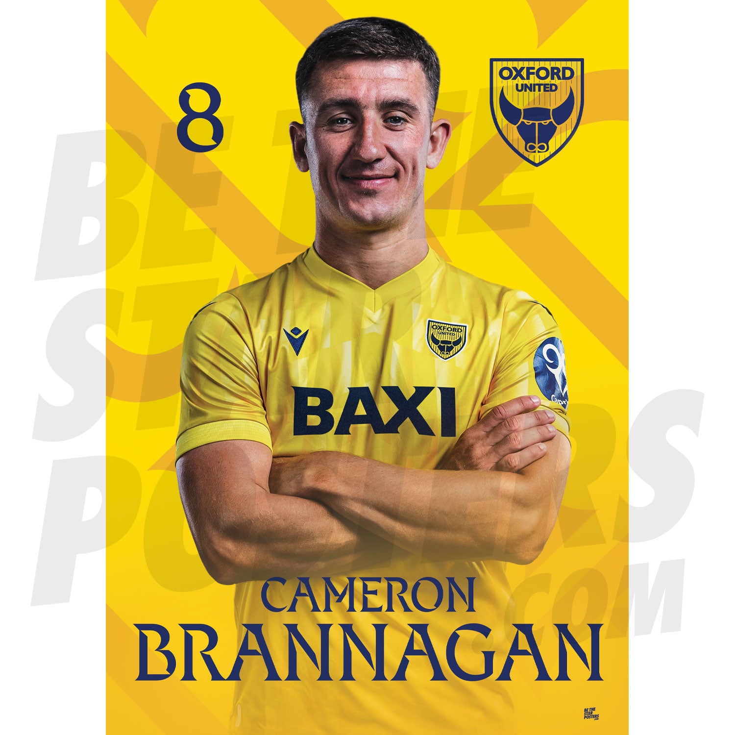 Oxford United FC Brannagan 24/25 Headshot Poster