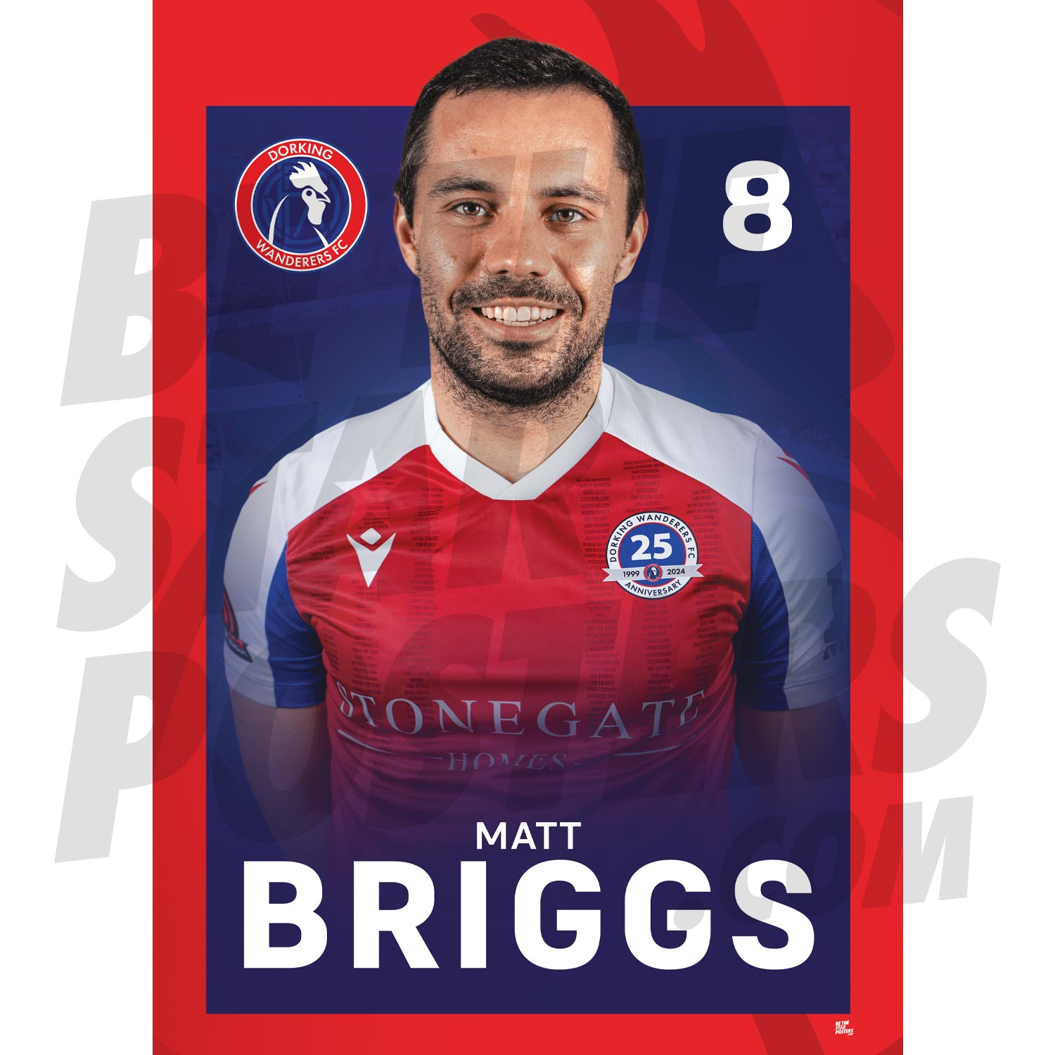 Dorking Wanderers FC Briggs 24/25 Headshot Poster