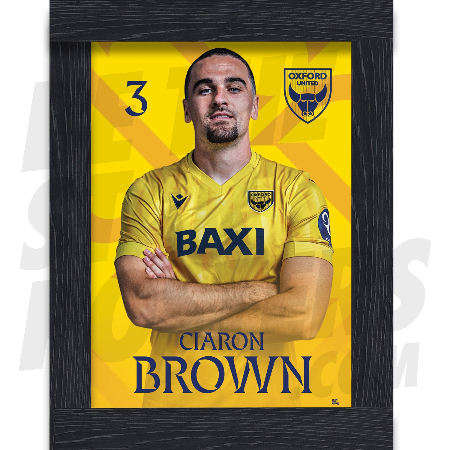 Oxford United FC Brown 24/25 Headshot Poster