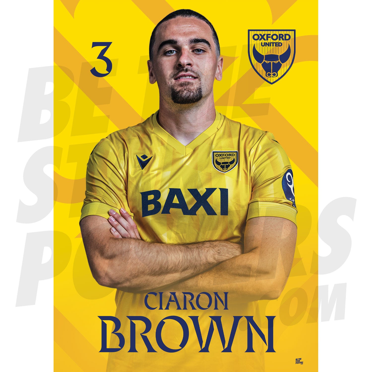 Oxford United FC Brown 24/25 Headshot Poster