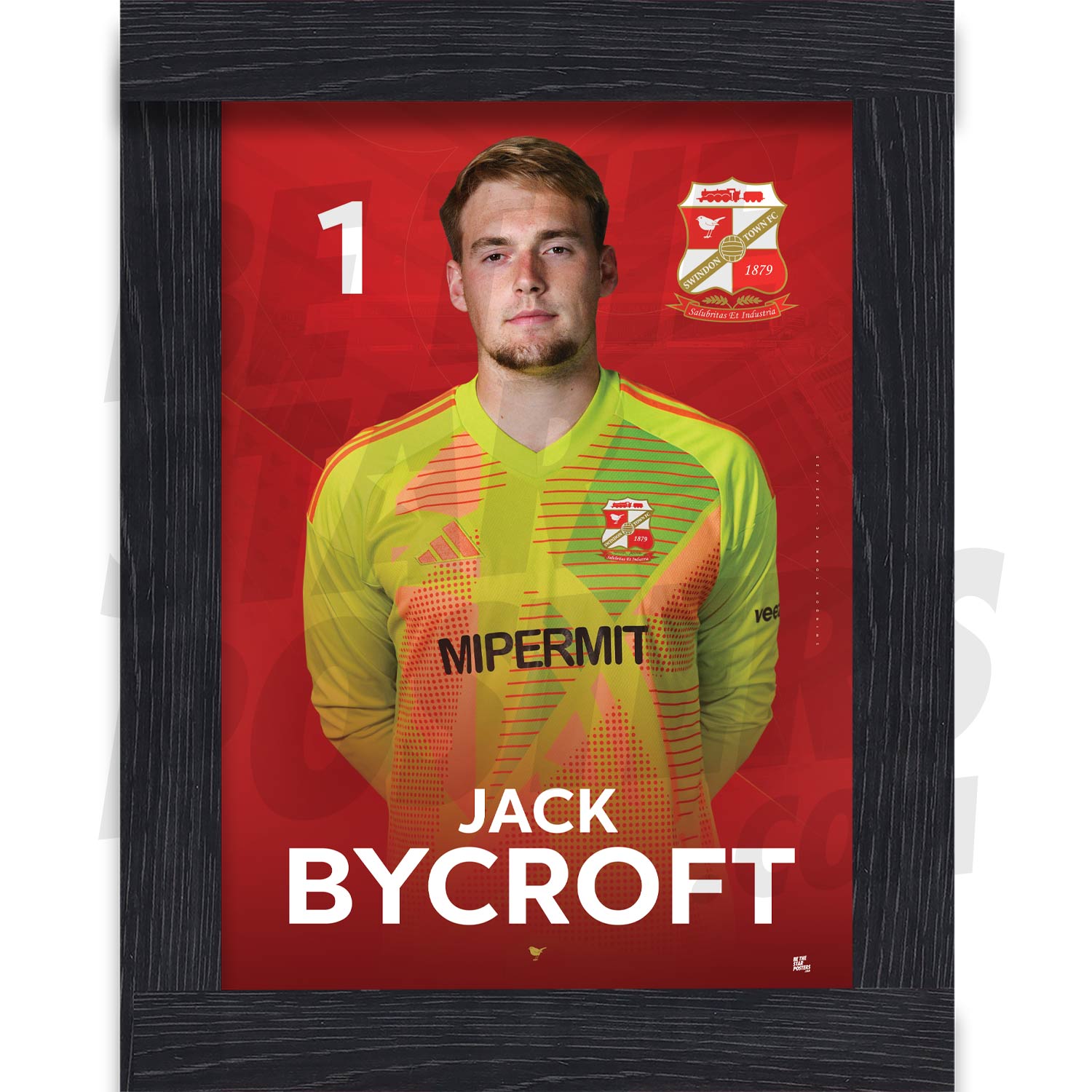 Swindon Town FC Bycroft 24/25 Headshot Poster