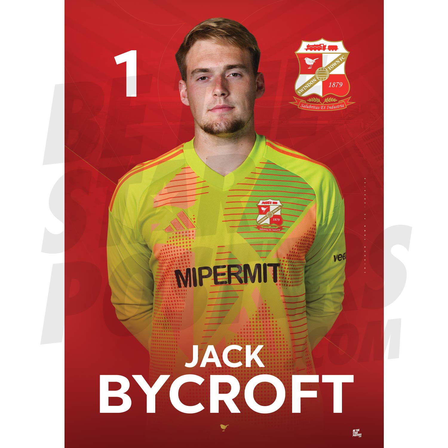 Swindon Town FC Bycroft 24/25 Headshot Poster