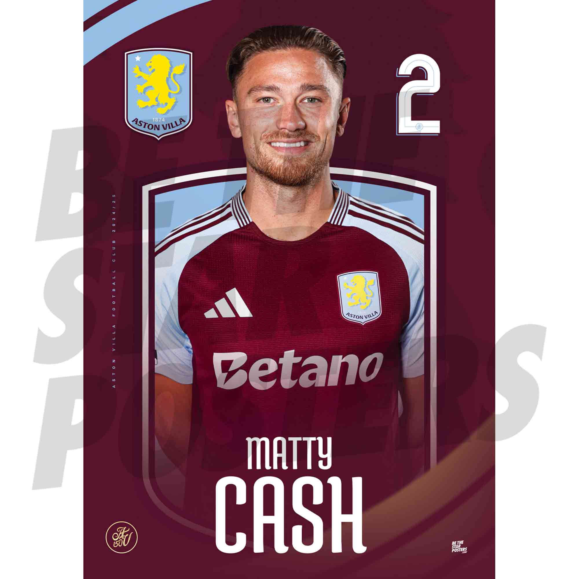 Aston Villa FC Cash 24/25 Headshot Poster