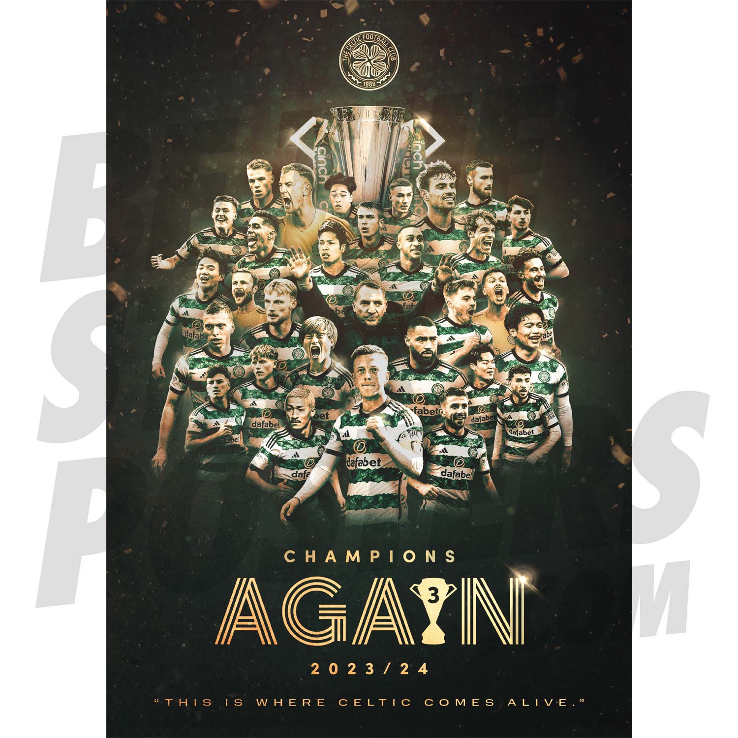 Celtic FC Champions Again 23/24 Montage Poster