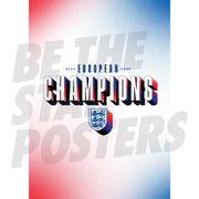 Lionesses European Champions Text Red White Blue Poster