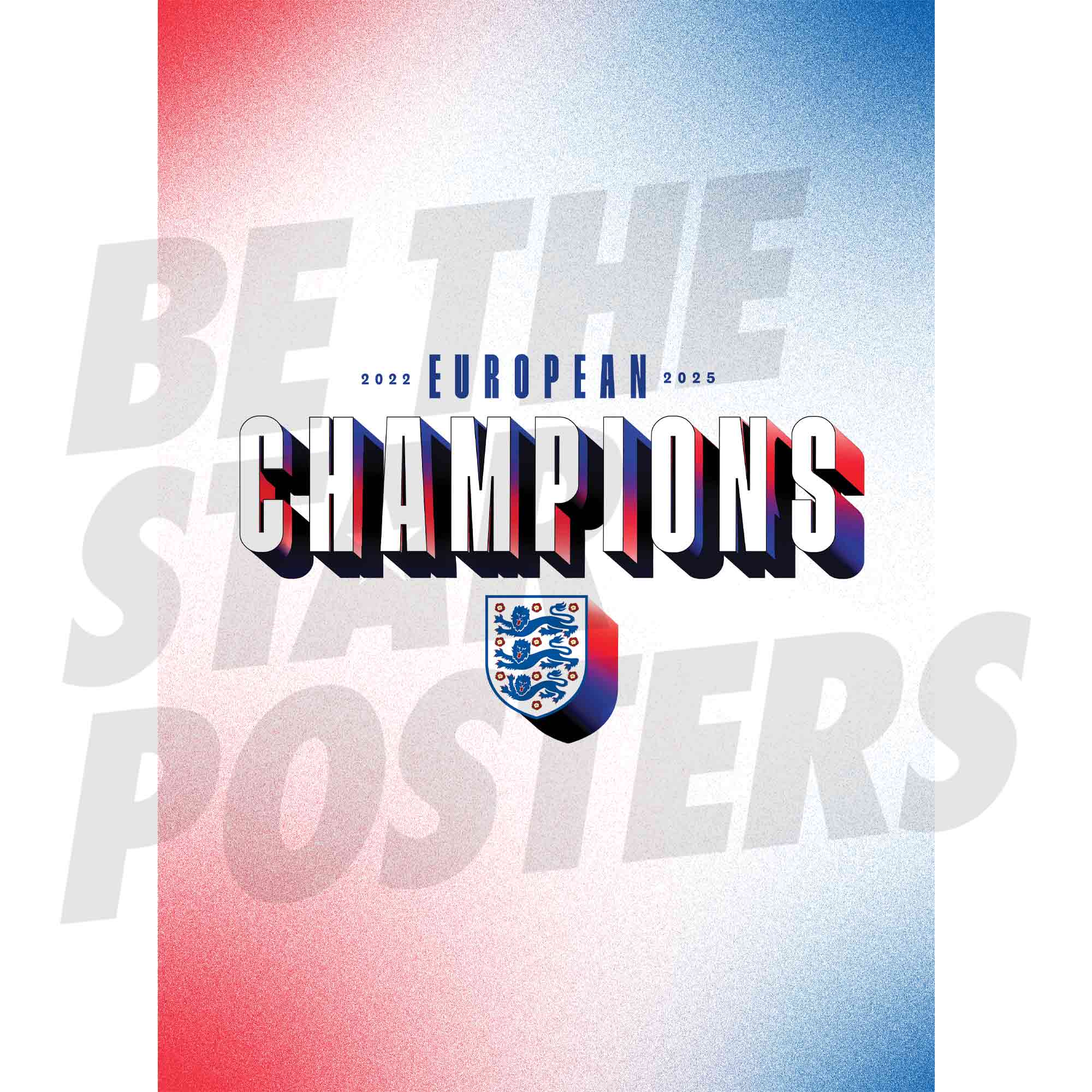 Lionesses European Champions Text Red White Blue Poster