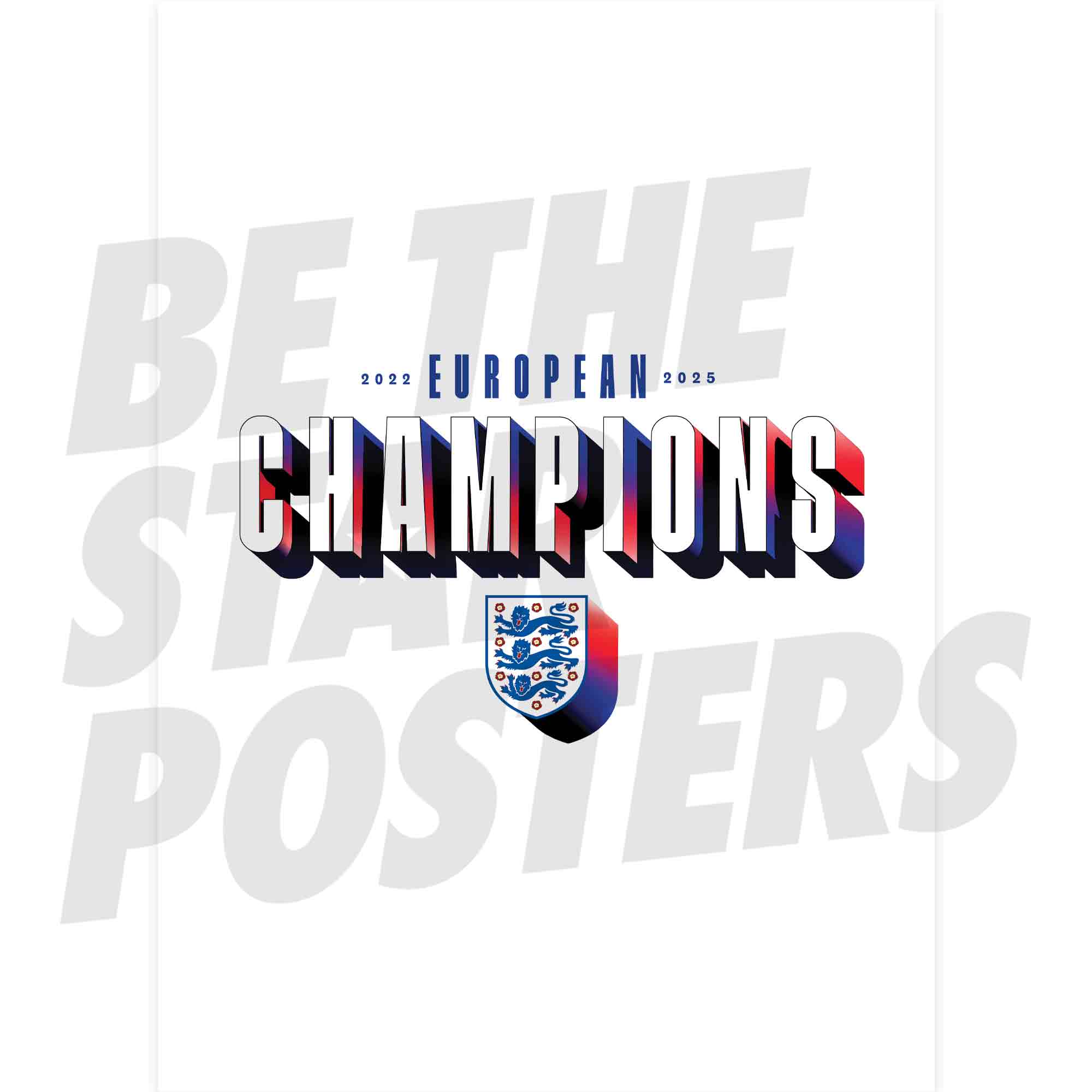 Lionesses European Champions Text White Poster