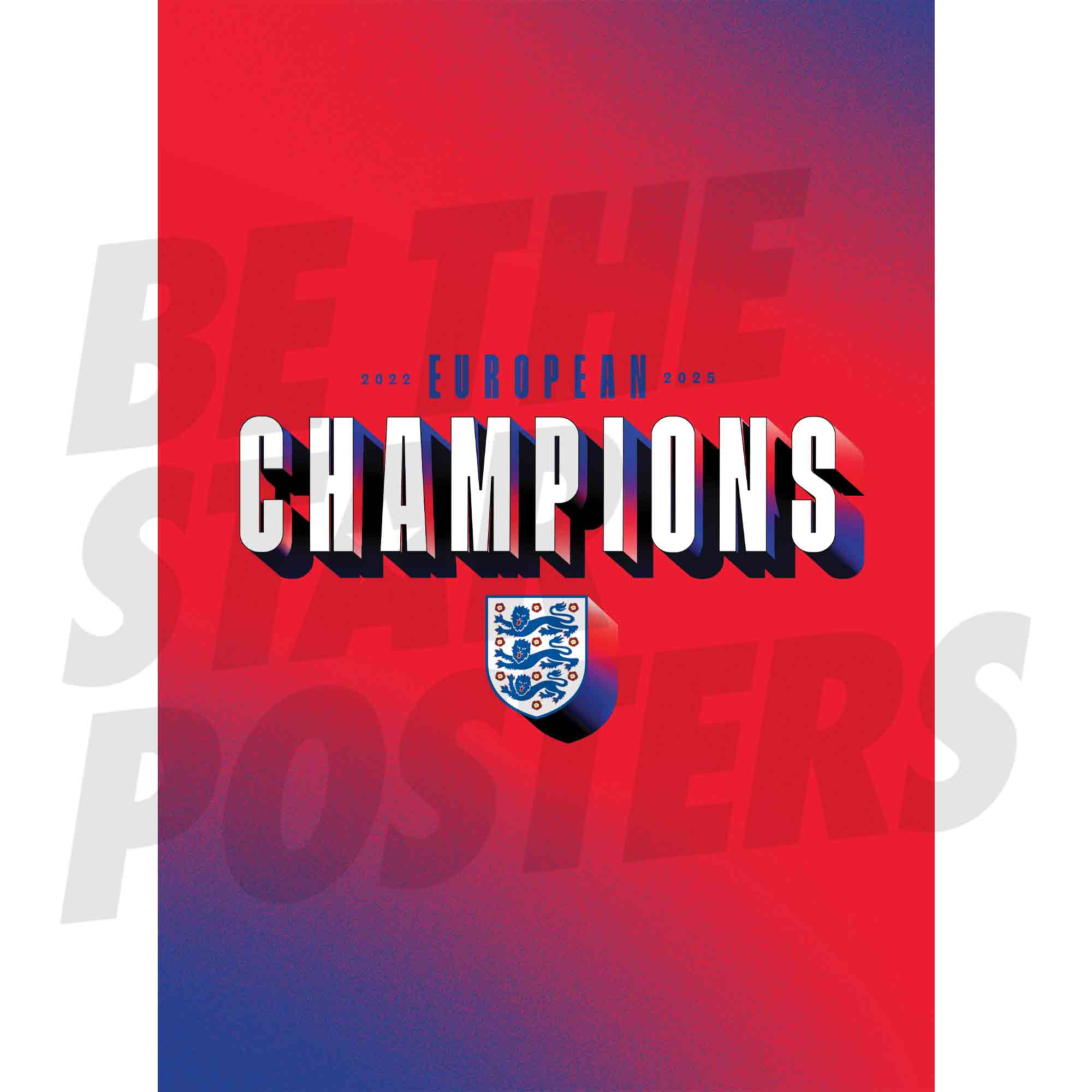 Lionesses European Champions Text Red Poster