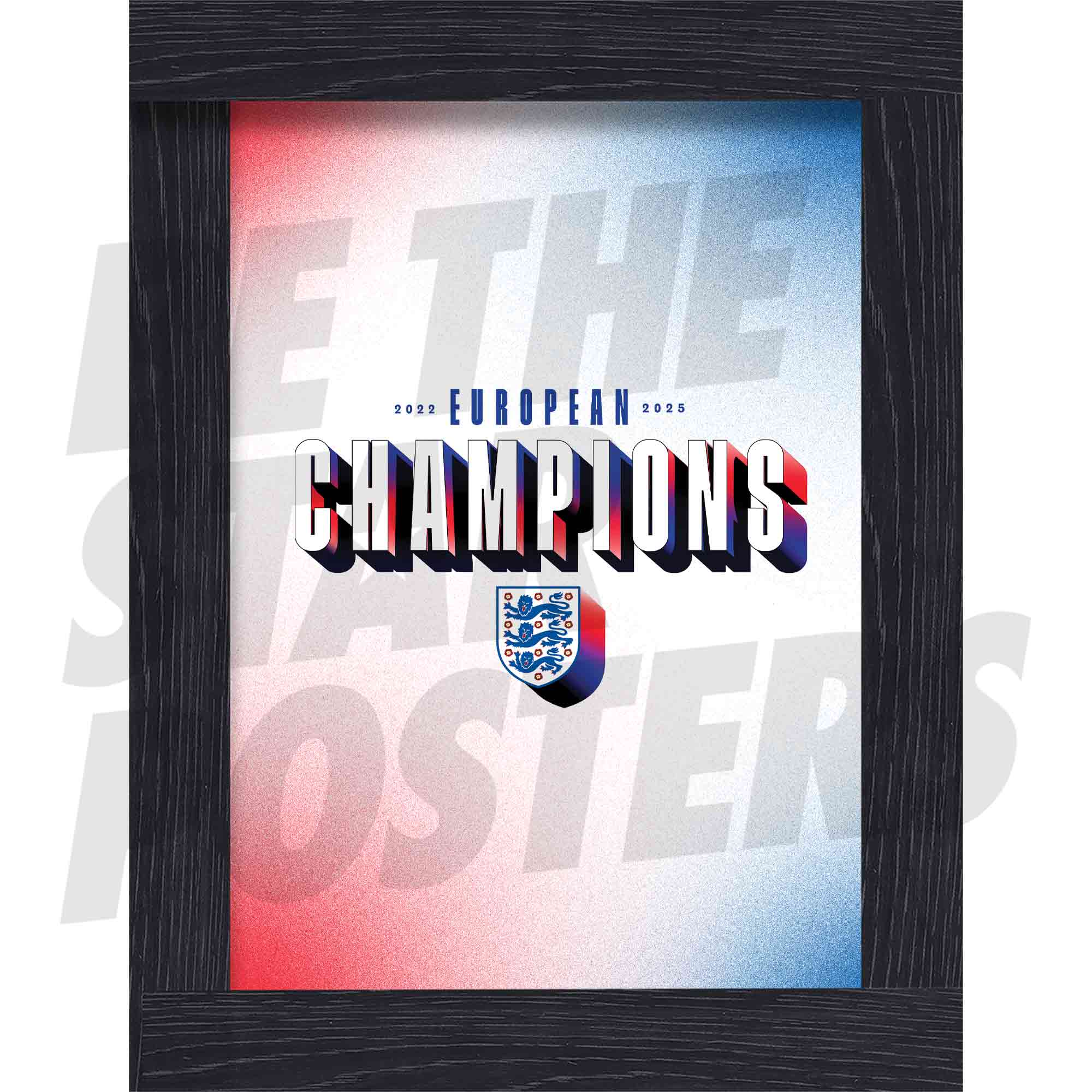 Lionesses European Champions Text Red White Blue Poster