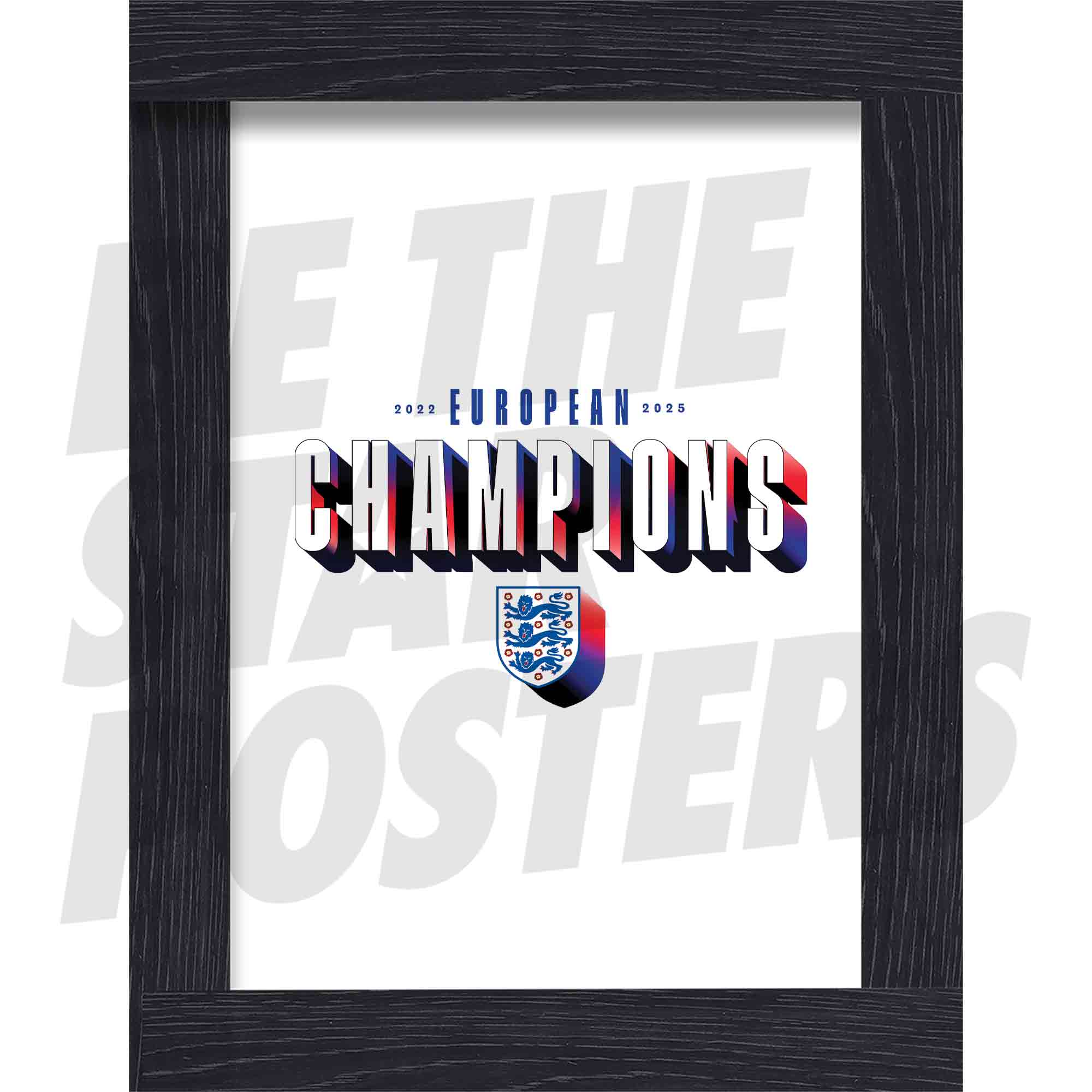 Lionesses European Champions Text White Poster