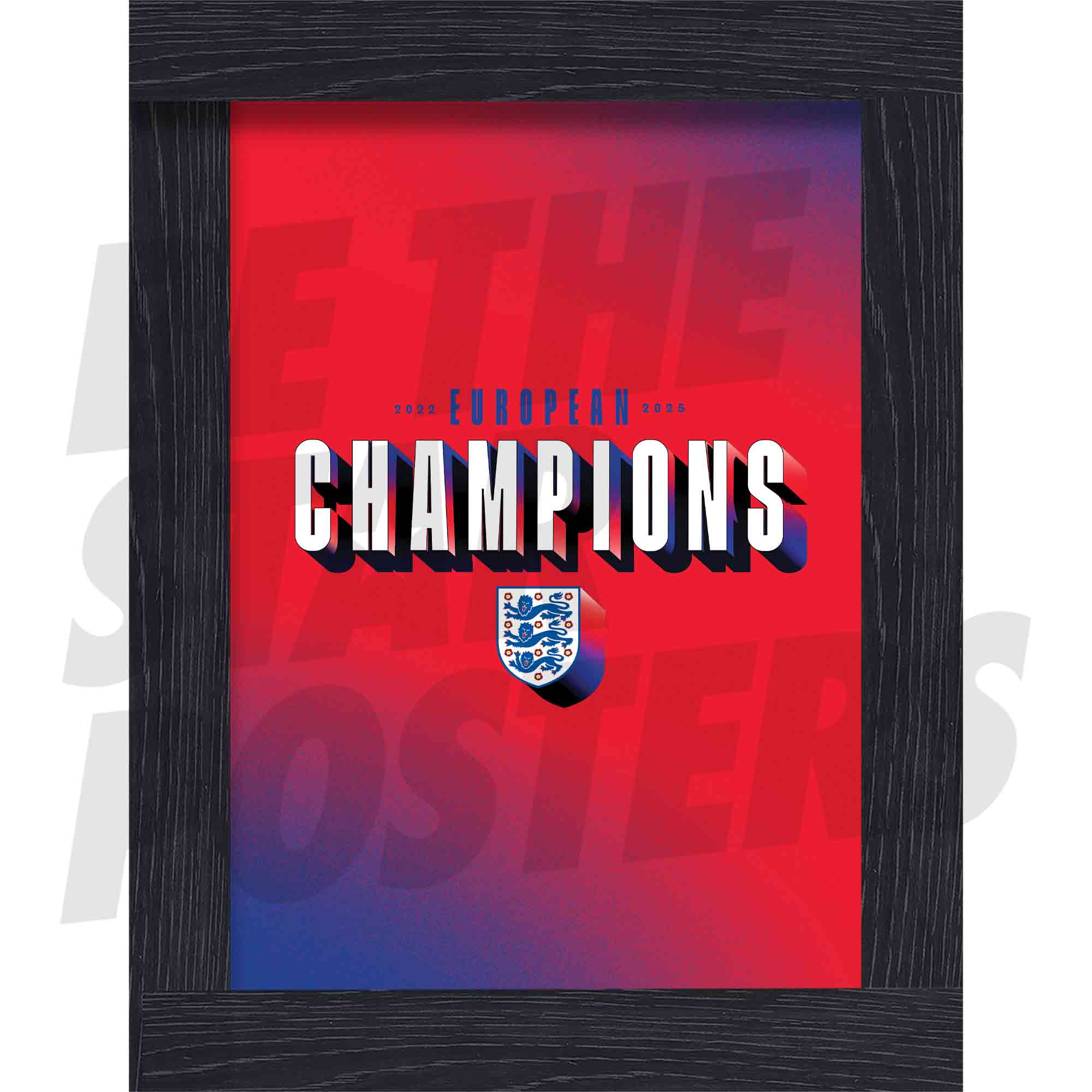 Lionesses European Champions Text Red Poster