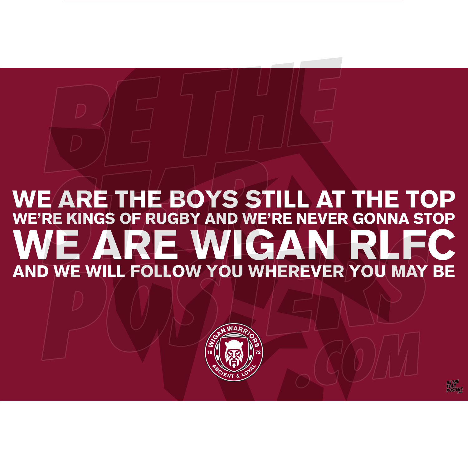 Wigan Warriors RLFC Chant Poster