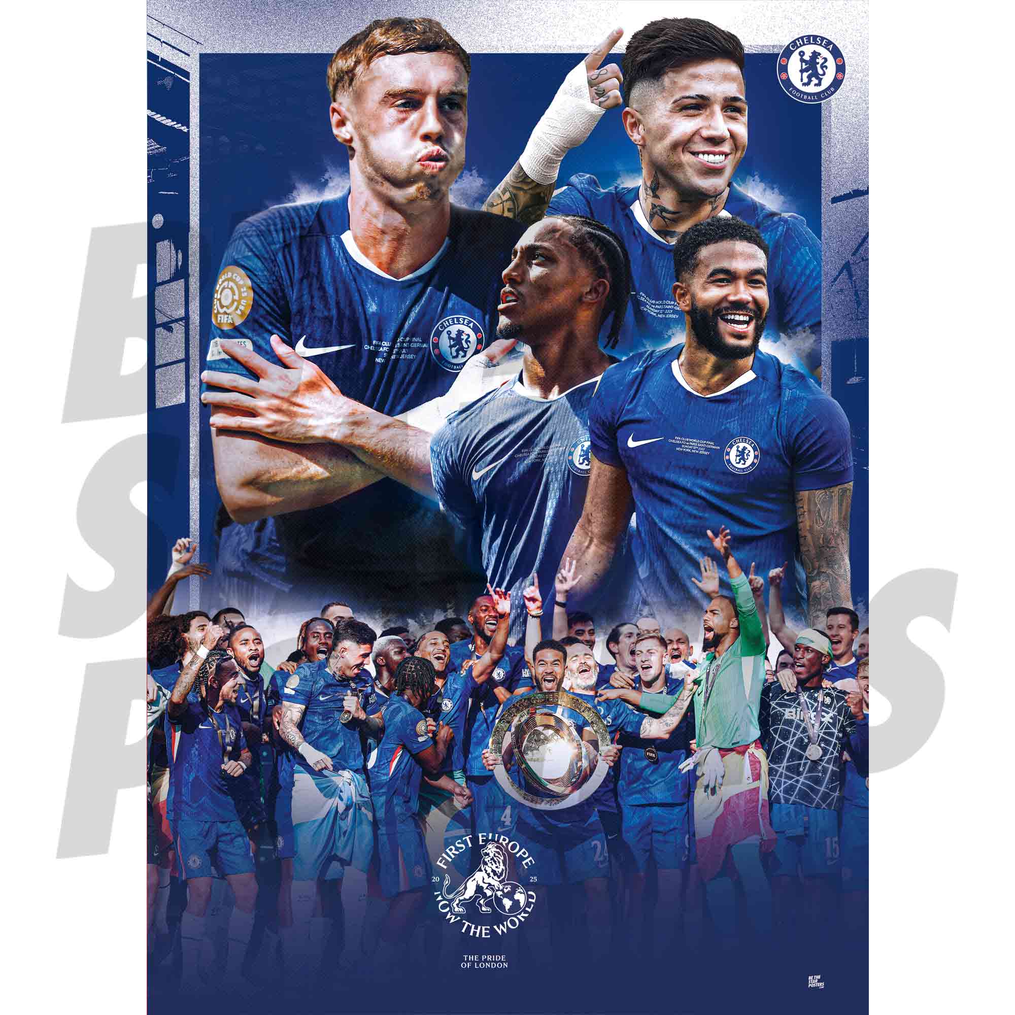 Chelsea FC 2025 World Club Champions Winners Montage Poster