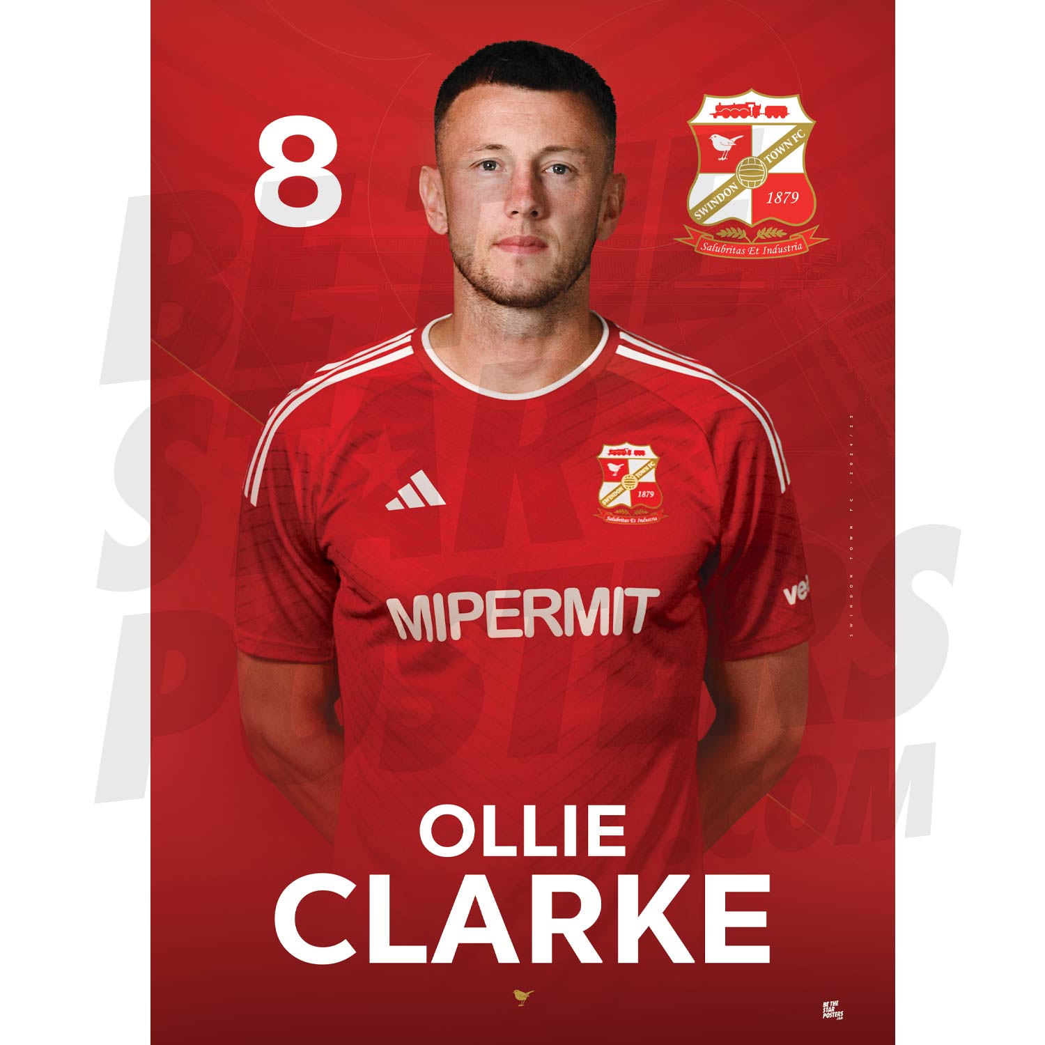 Swindon Town FC Clarke 24/25 Headshot Poster