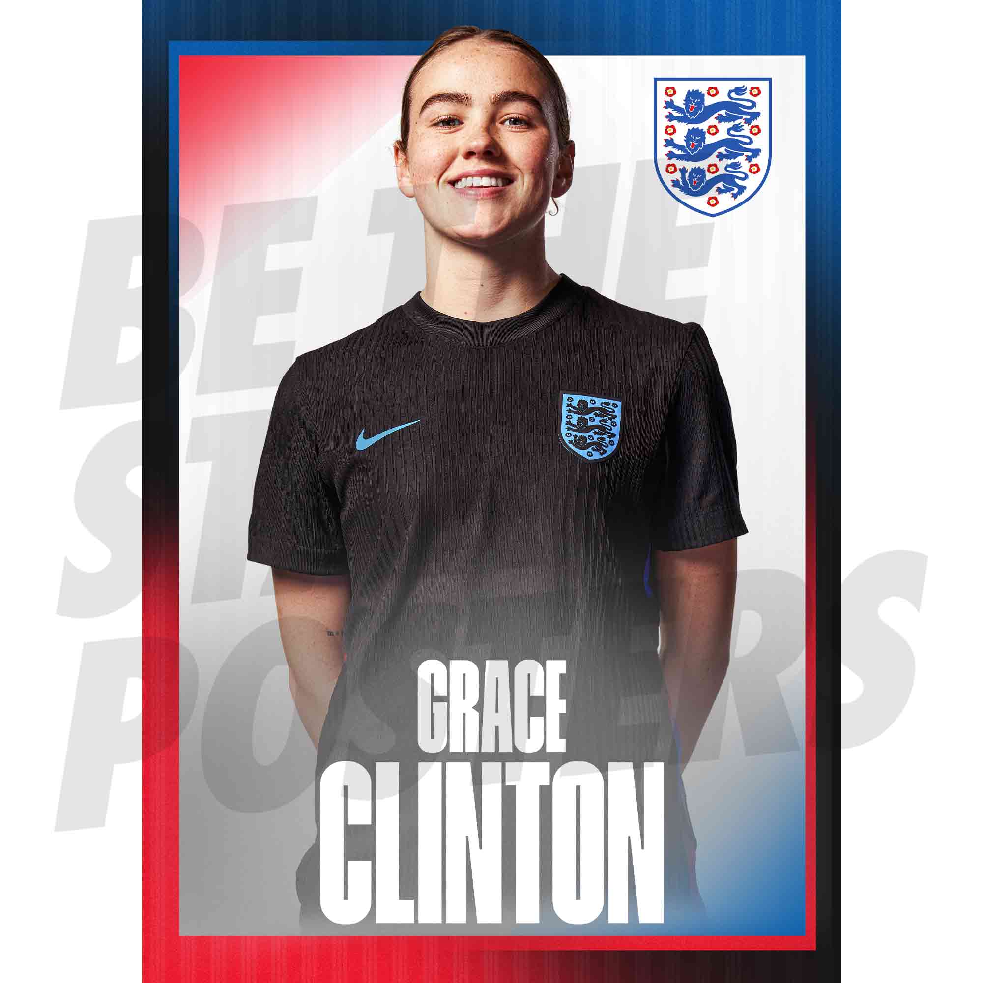 Lionesses Clinton 25/26 Away Headshot Poster
