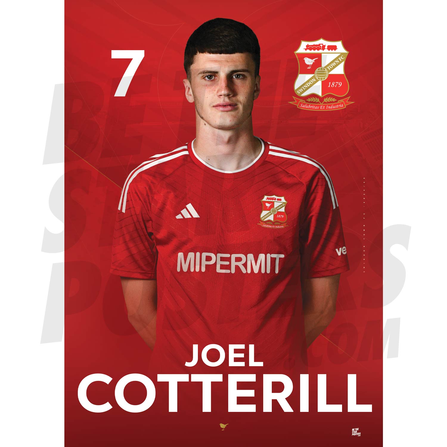 Swindon Town FC Cotterill 24/25 Headshot Poster