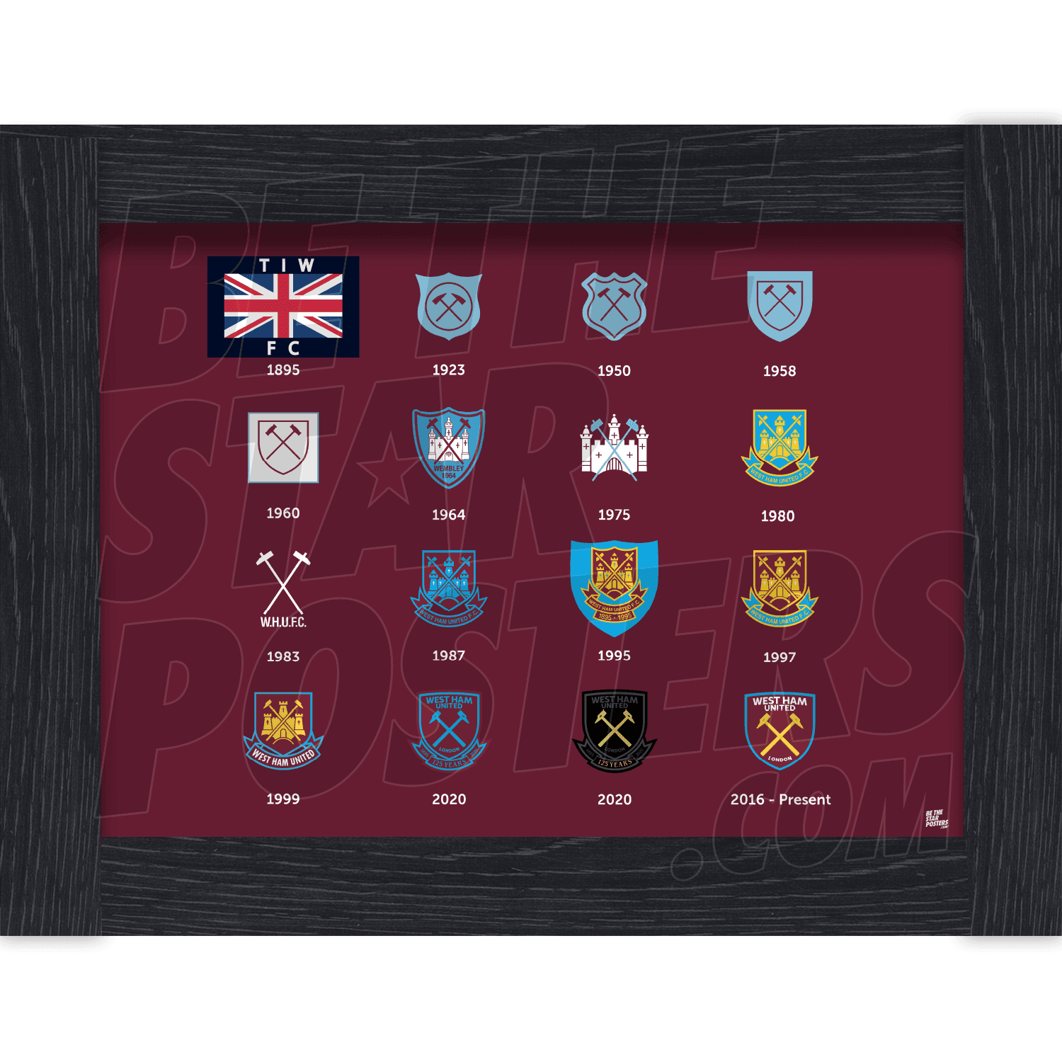 West Ham United FC History of Crest Poster