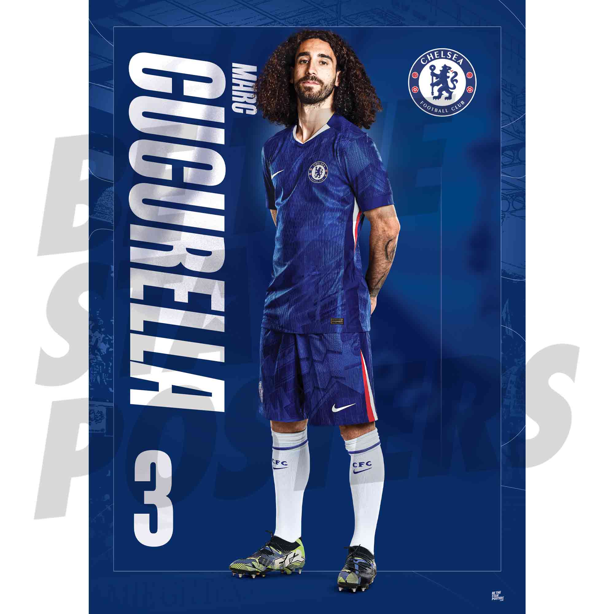 Chelsea FC Cucurella 25/26 Headshot Poster