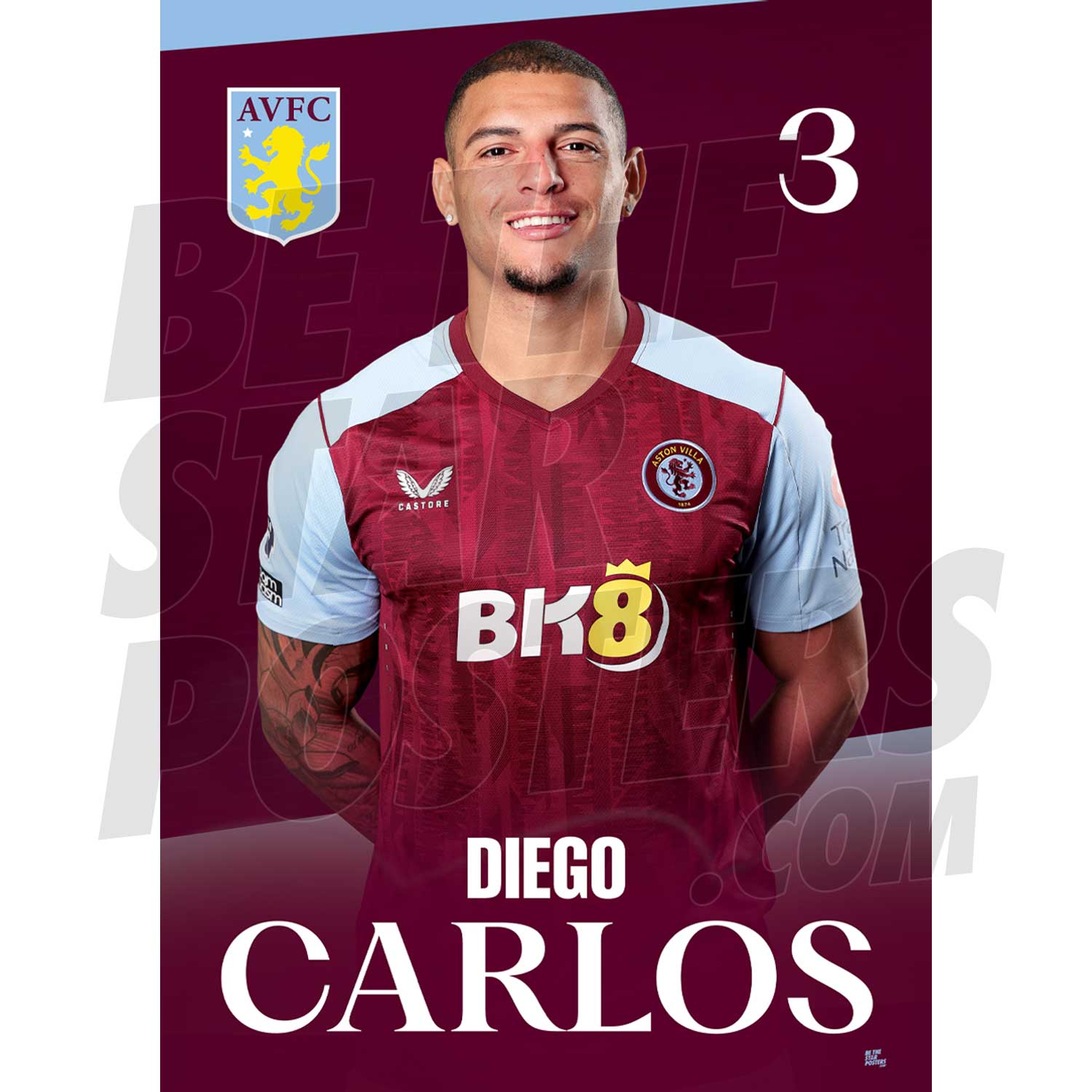 Aston Villa FC Carlos 23/24 Headshot Poster