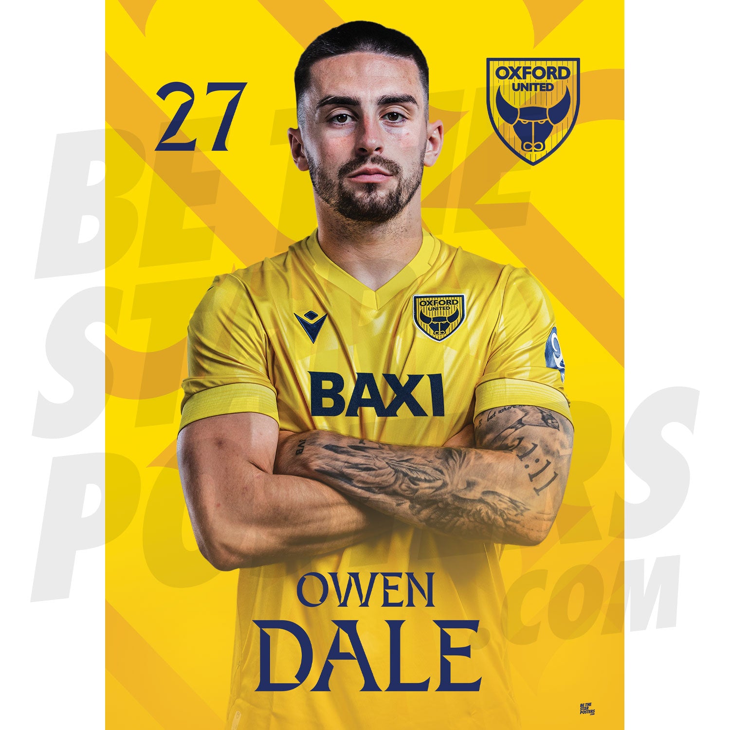 Oxford United FC Dale 24/25 Headshot Poster