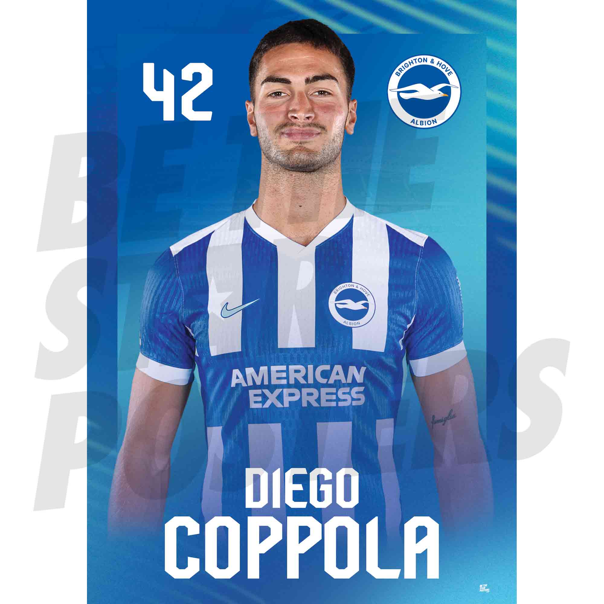 Brighton & Hove Albion FC Diego Coppola 25/26 Headshot Poster